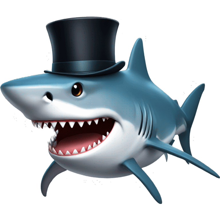 Shark with a top hat emoji