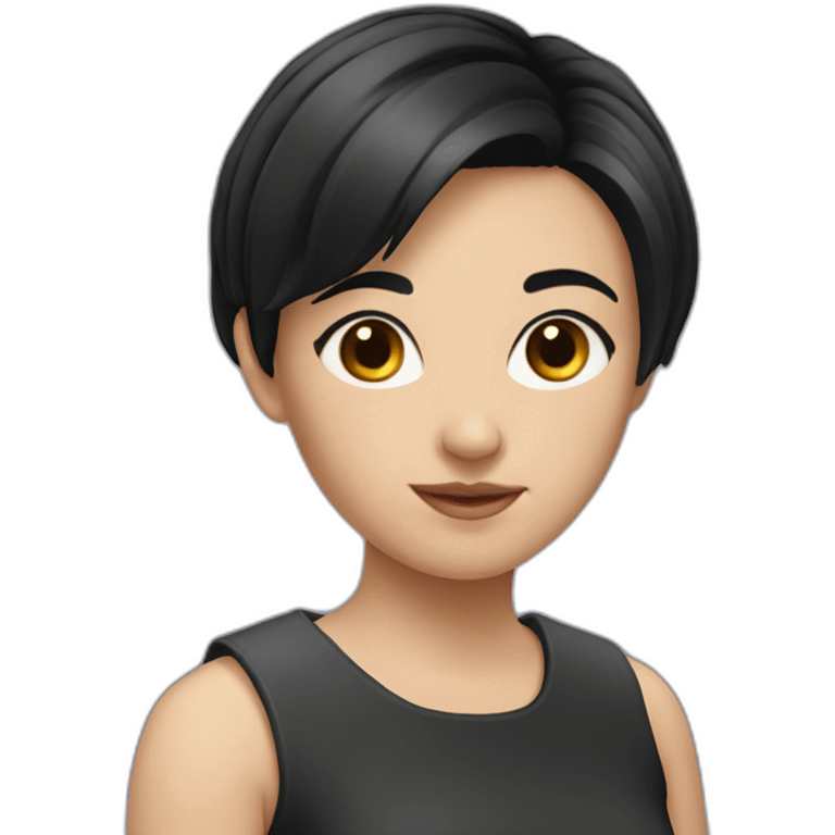 European girl with black short hair emoji