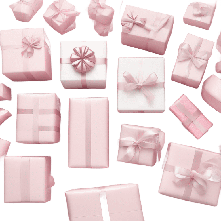 Light pink Christmas gifts under a white Christmas tree  emoji