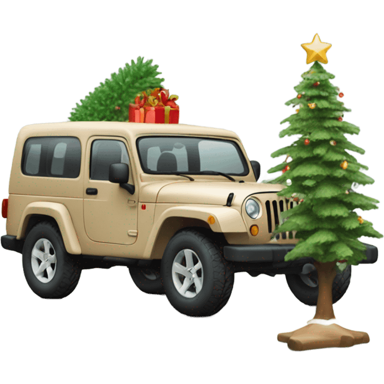 beige explore jeep car with christmas tree emoji