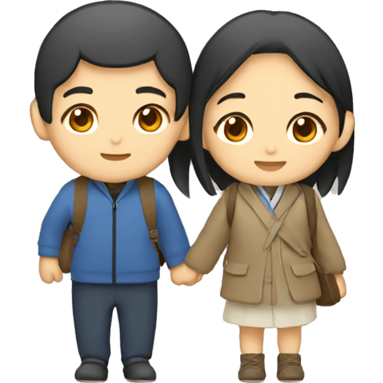 Cute Asian couple traveling Japan  emoji