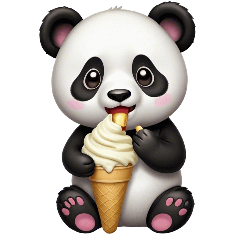 Panda eating ice cream emoji