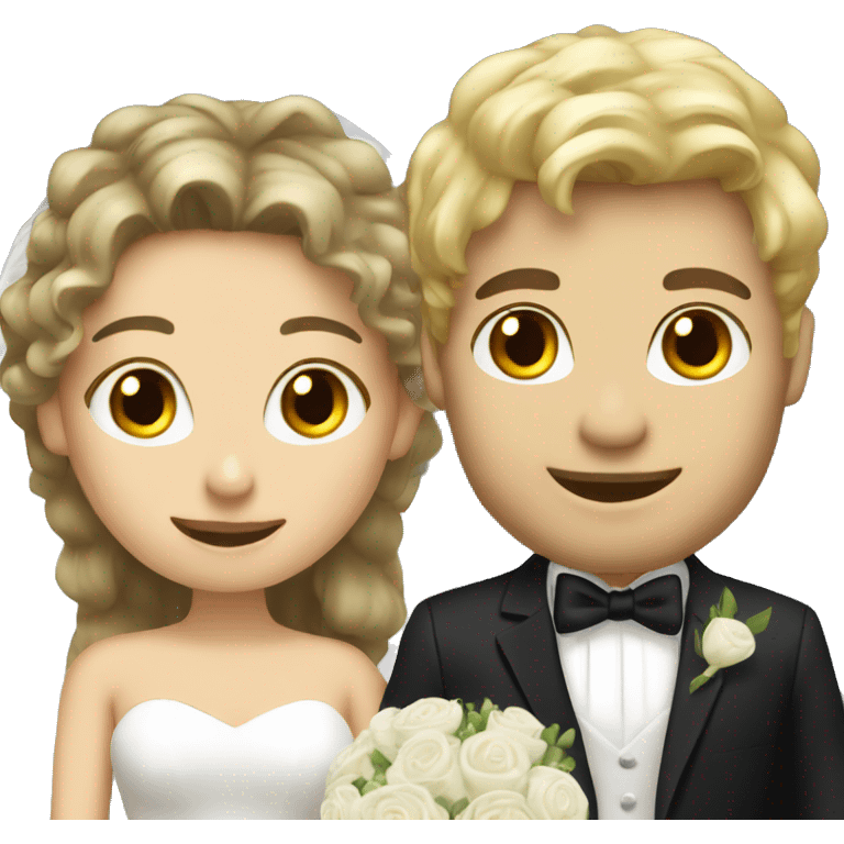 Blonde hair bride and brunette hair husband emoji