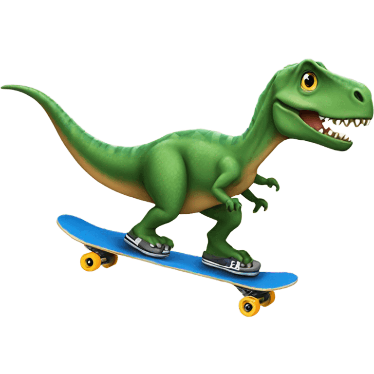 Dinosaur skateboarding emoji