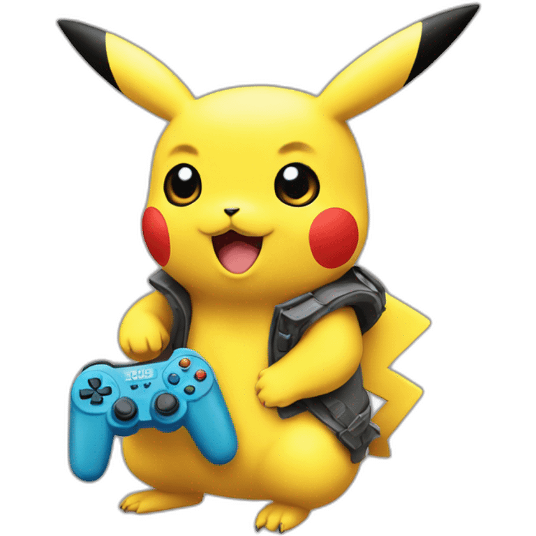 Pikachu with a controller emoji