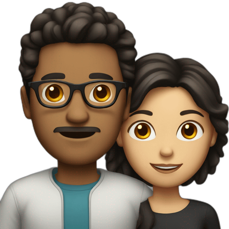 Brown Guy with black hair and brown hair with glasses Woman emoji