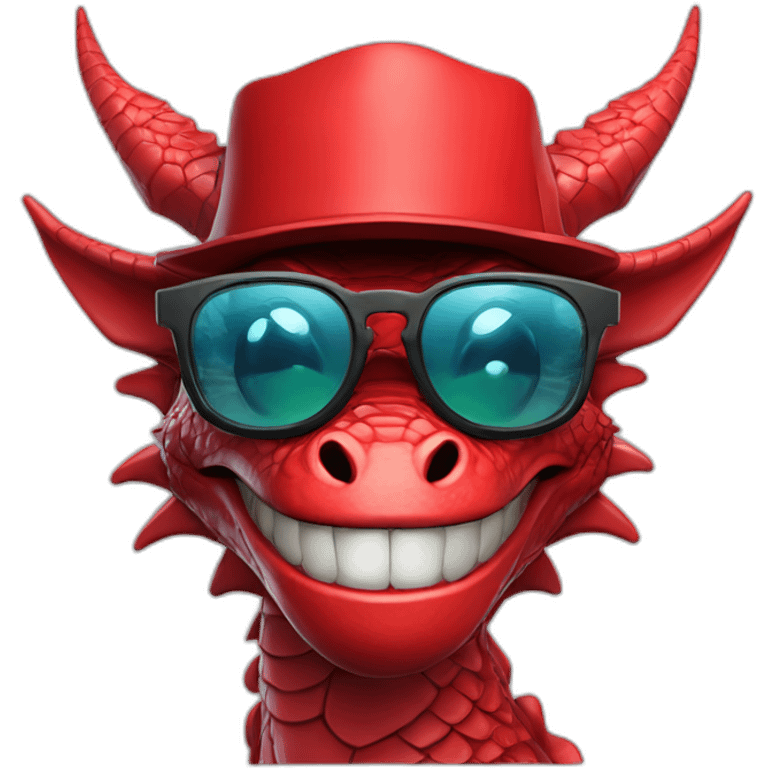 crazy-funny-cyberpunk-red-dragon-head-with-beautiful-smile-wearing-glasses-and-hat emoji