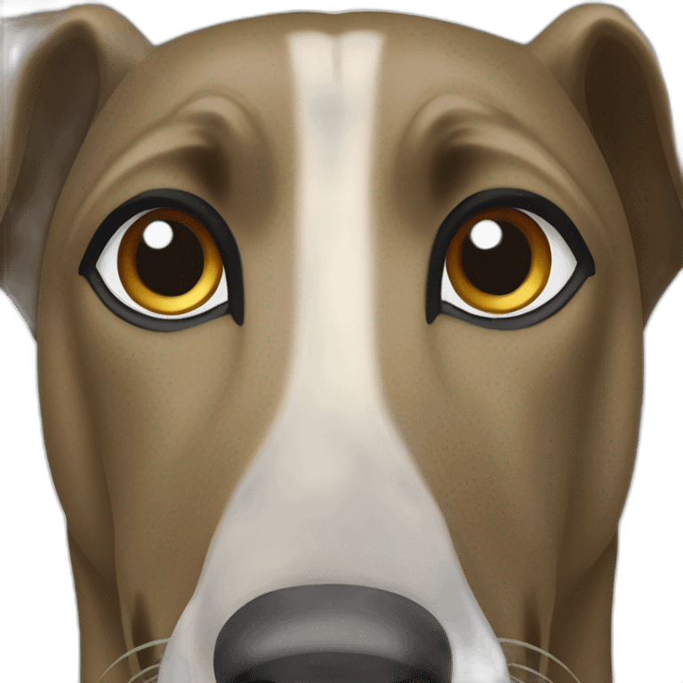 tan greyhound with all tan nose faint black brindle striping that looks like eyebrows emoji