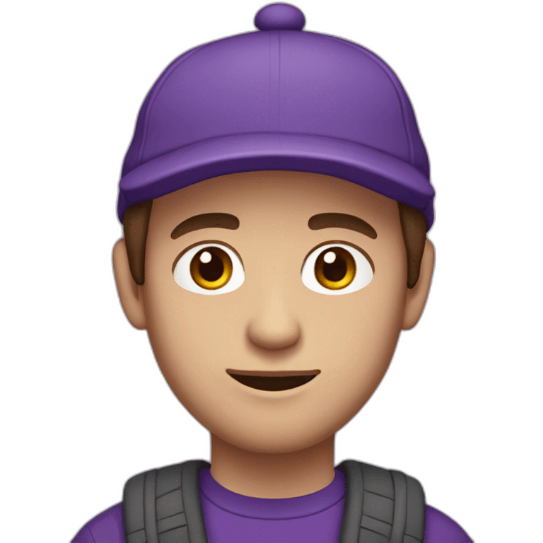 guy with brown hair and a purple cap white skin wearing a purple sweater emoji