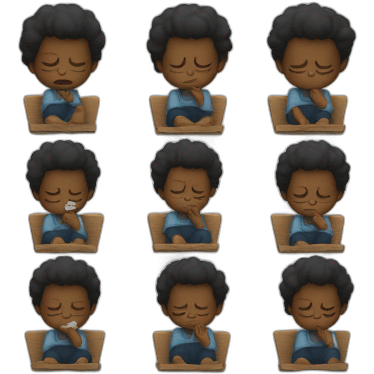 sad black boy crying sitting on a chaire emoji