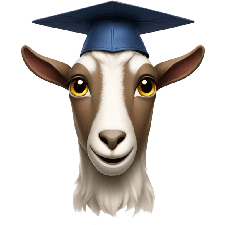 smirking goat wearing graduation hat emoji