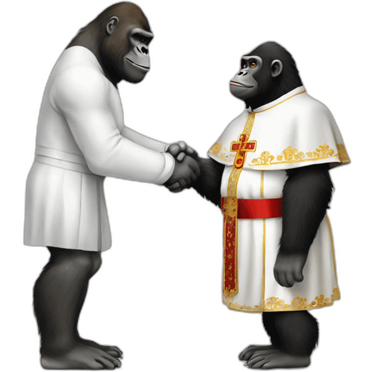 Gorilla shaking hands with pope emoji