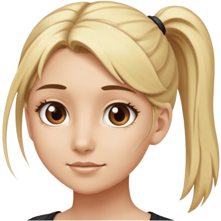 blonde girl with brown eyes and pony tail emoji