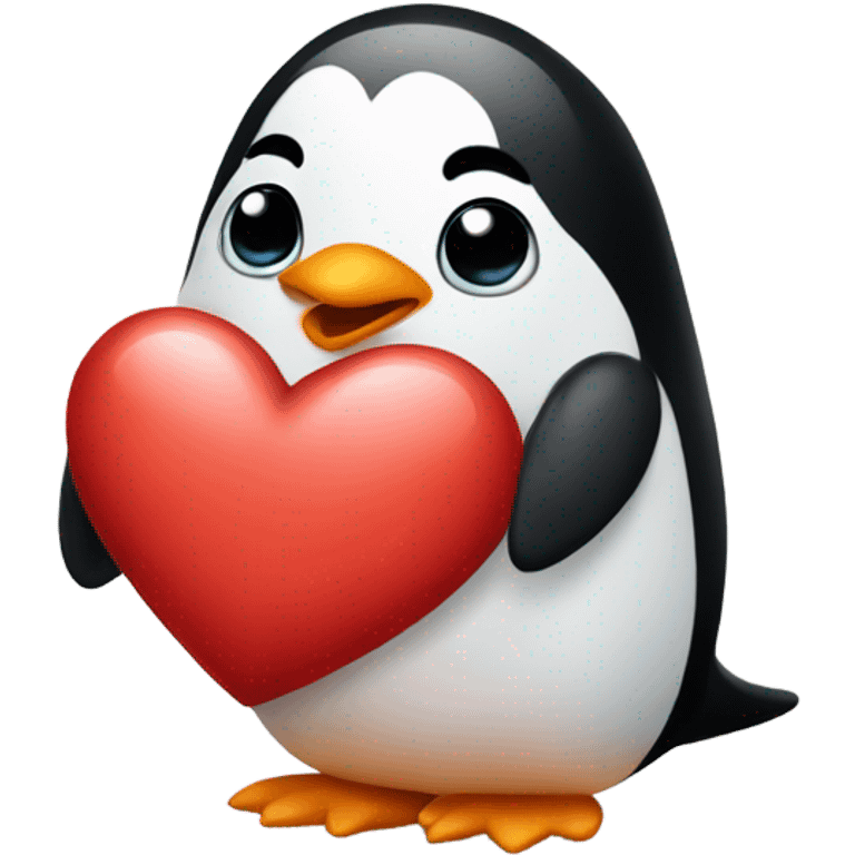 Penguin with heart kiss emoji