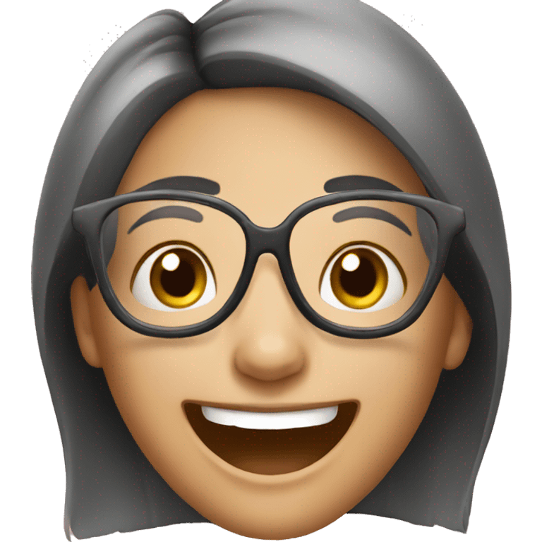 smiling girl with glasses indoor  emoji