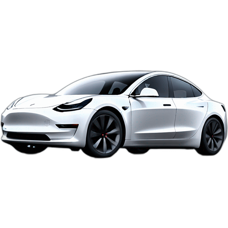 one Black colored Tesla Model 3 in high speed motion side view with reflection on floor emoji