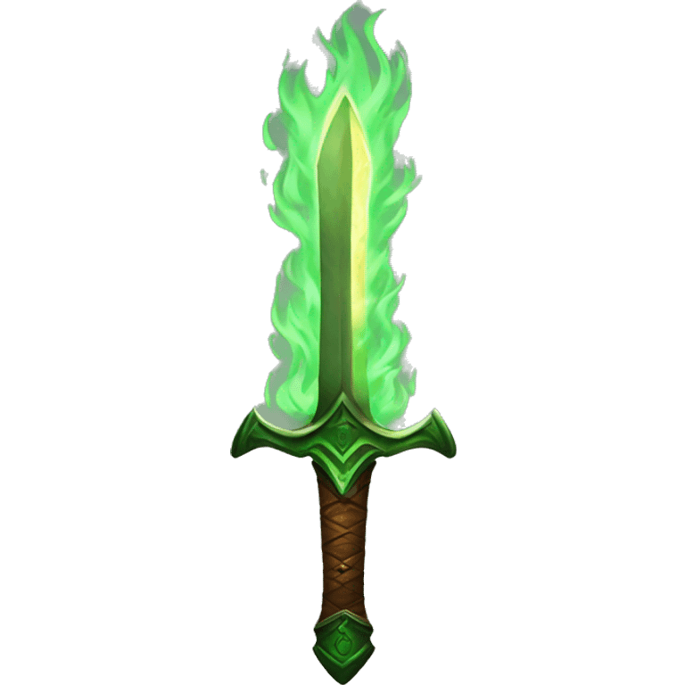 green flaming sword emoji