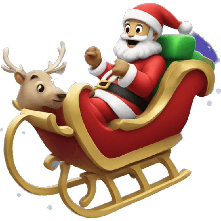 Santa Claus riding sleigh in space emoji