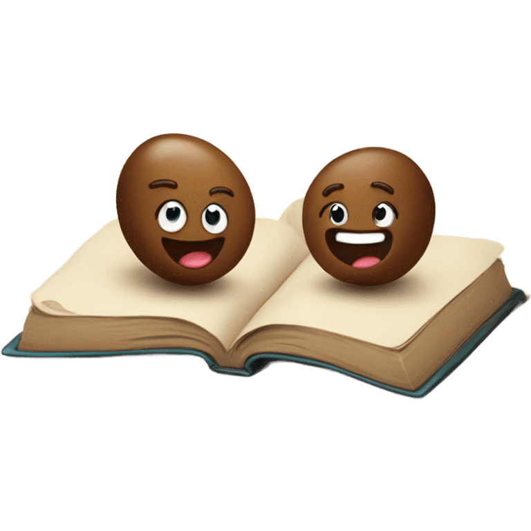 Cute coffee beans and book emoji