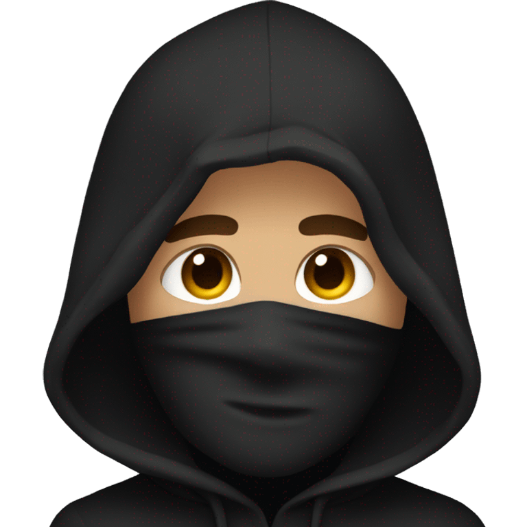 a rogue with a black hood and brown hair sleeping emoji