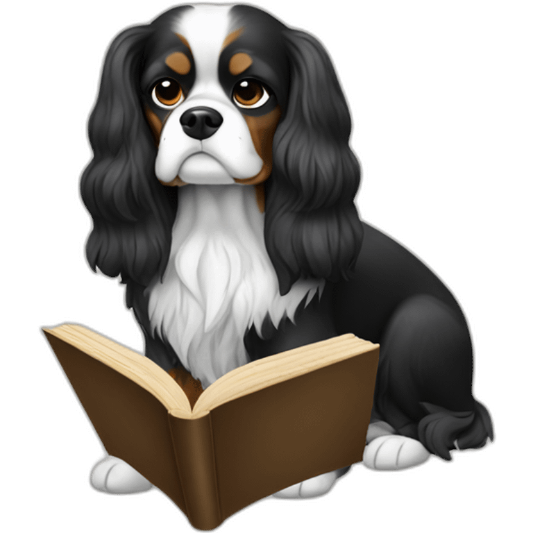 Black and white King Charles reading book emoji