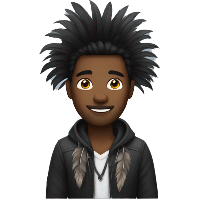 Black guy wearing feathers emoji