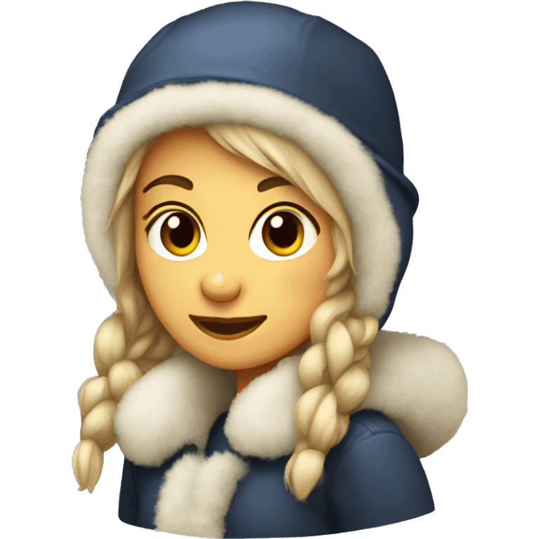 girl wearing russian ushanka hat emoji