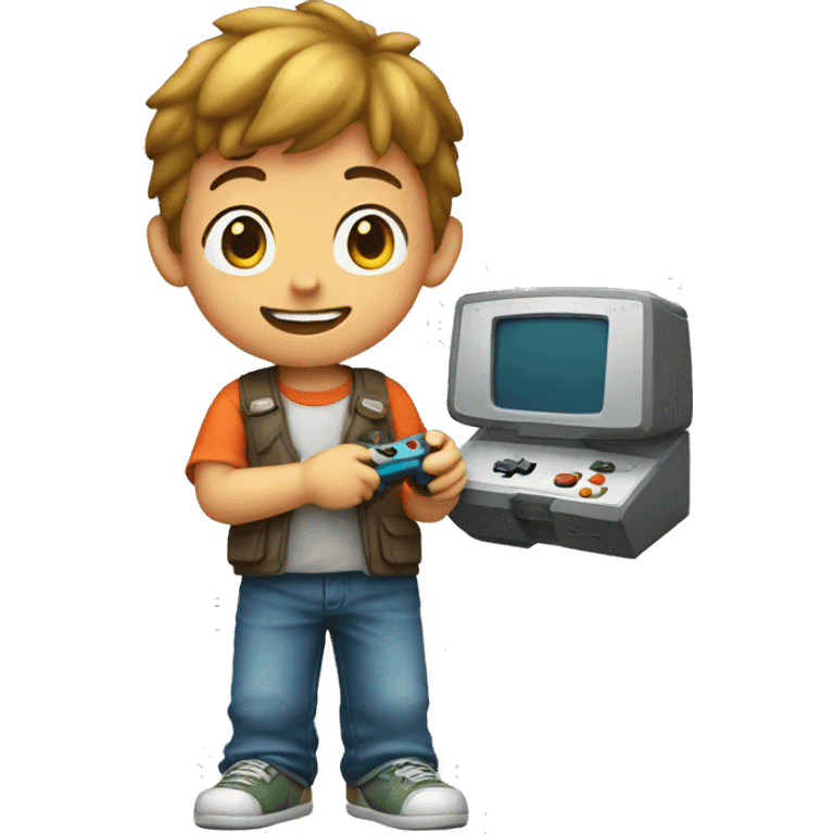 Little boy with Nintendo emoji