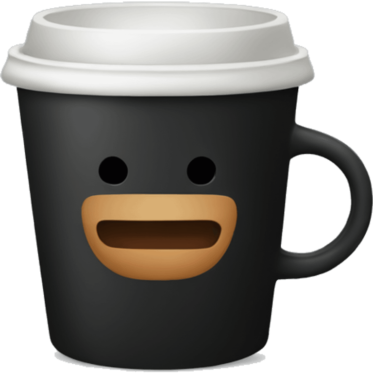 A black cup with coffee emoji