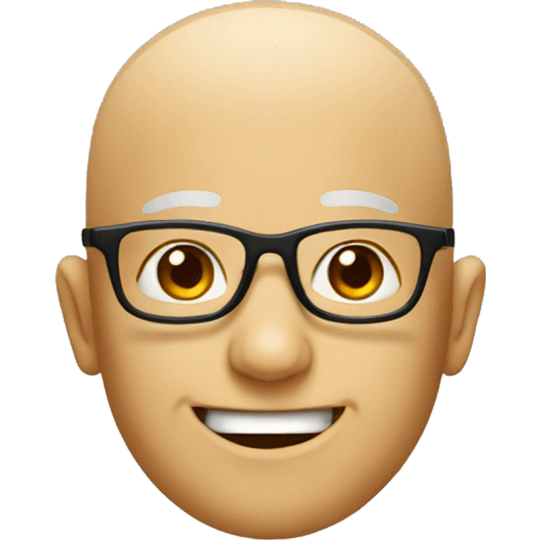 basic smile emoji without hair and with glasses emoji