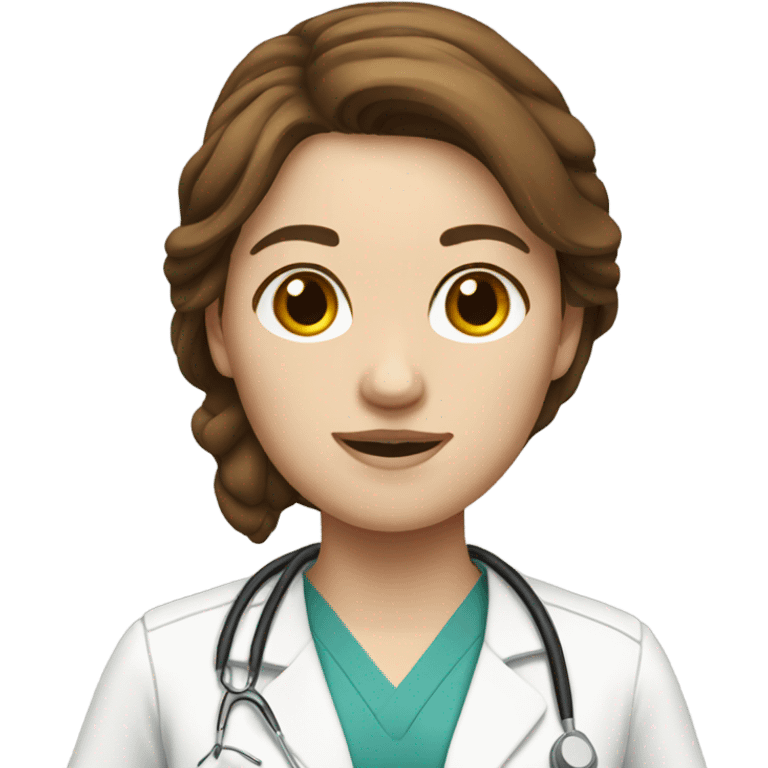 nurse with brown hair, white skin emoji