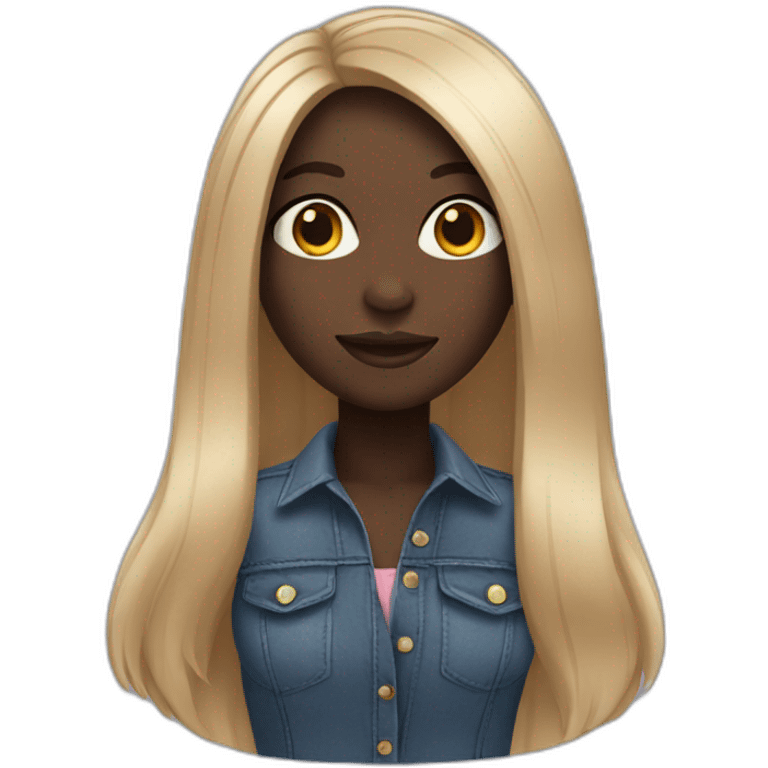 black girl with long straight hair emoji