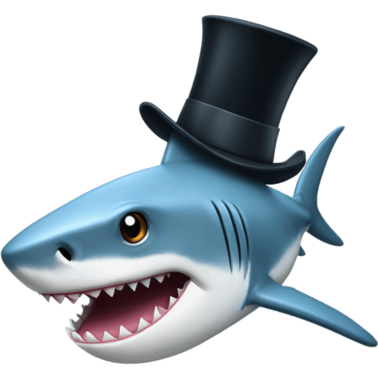 Shark with a top hat emoji