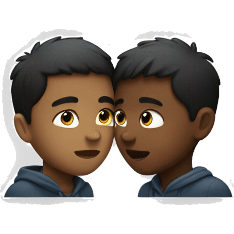 Two boys kissing one darker than the other emoji