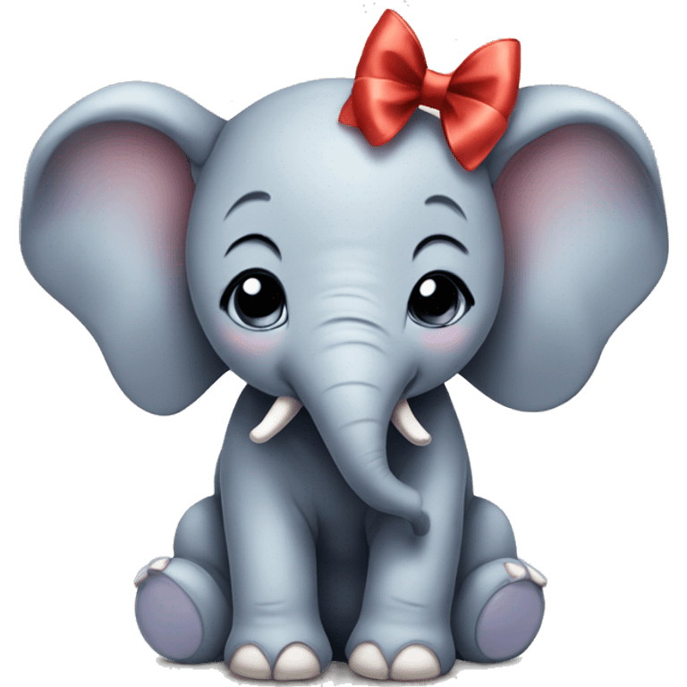 Cute baby elephant with a bow  emoji