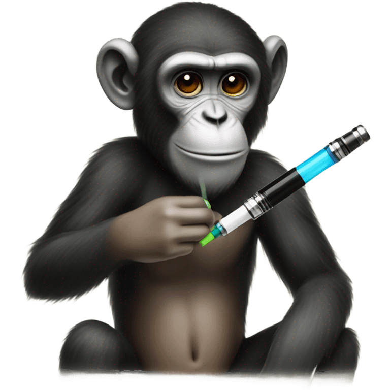 Monkey hitting a vape emoji