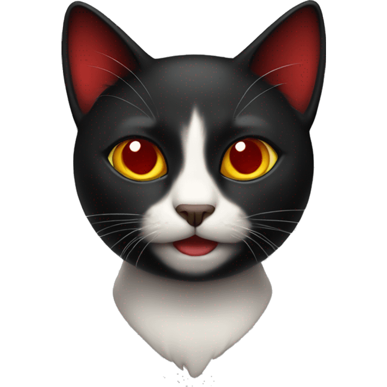 Black cat with red destila emoji