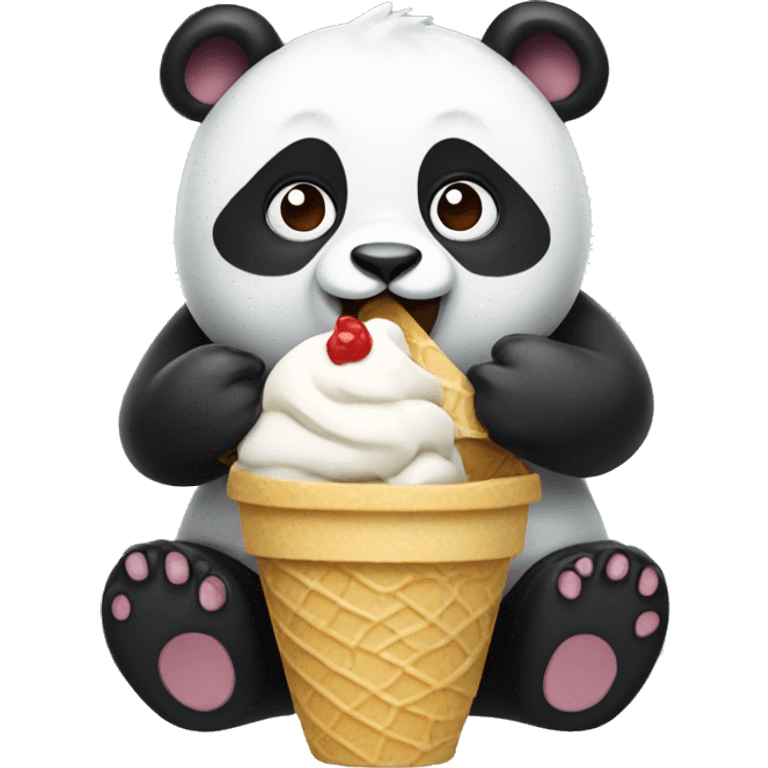 Panda eating ice cream emoji