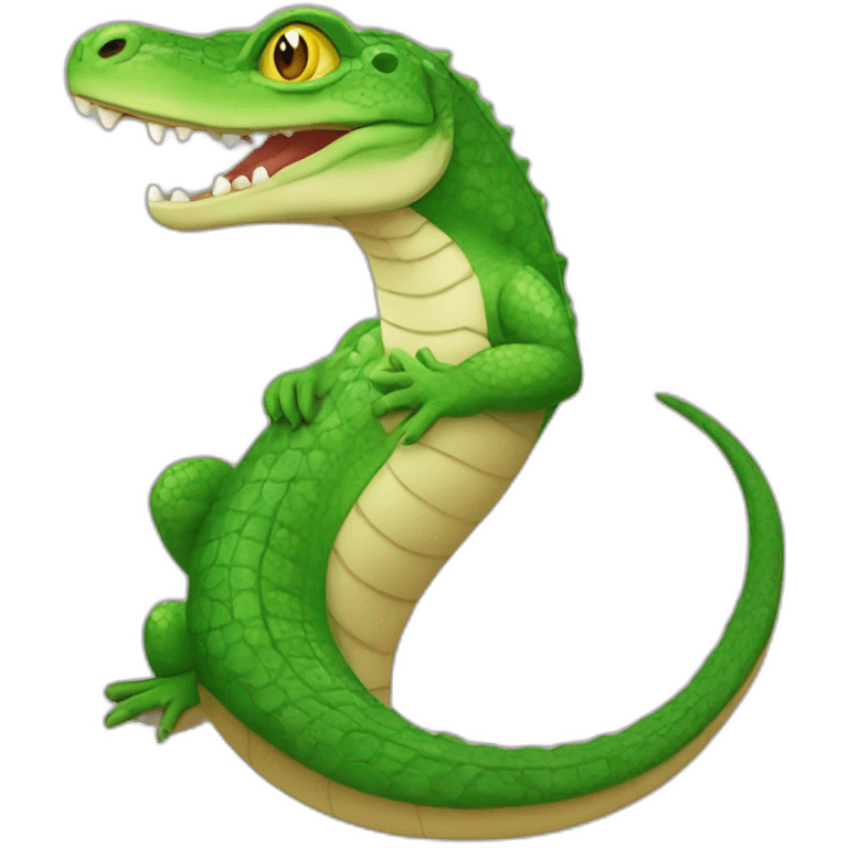 Lézard avec serpent sur un crocodile emoji