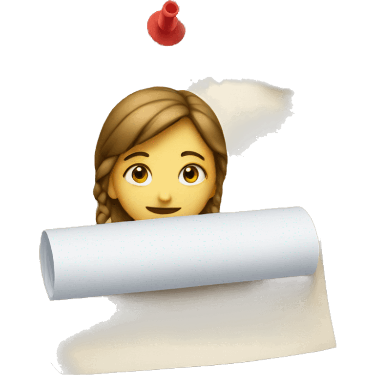 A girl marking a paper emoji