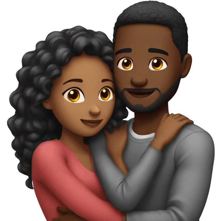 Cute black couple in love hugging  emoji