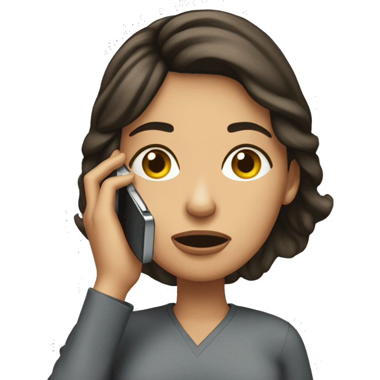 Beautiful Brunette Woman talking on her cellphone crying emoji