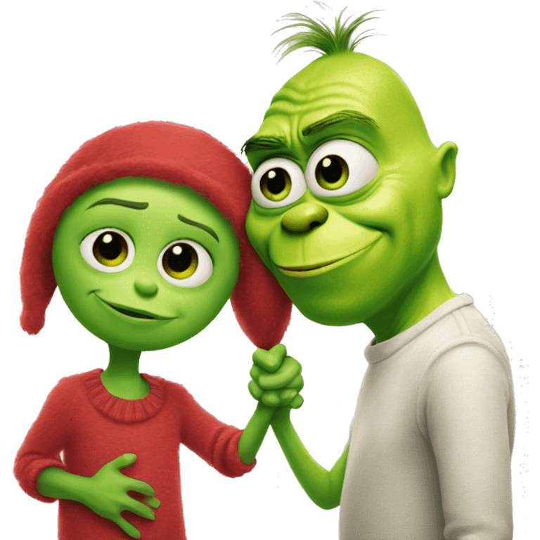 mike wazowski holding hands with the grinch emoji