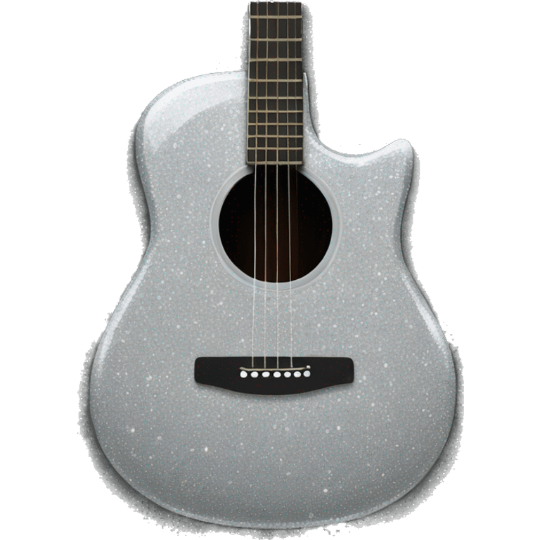 Silver sparkly acoustic guitar emoji