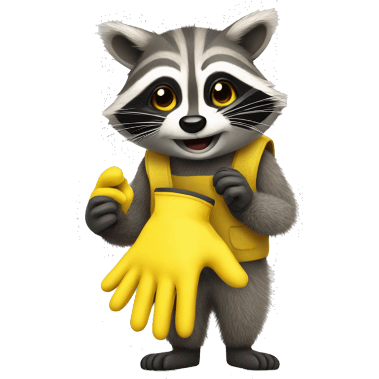 raccoon in yellow rubber gloves emoji