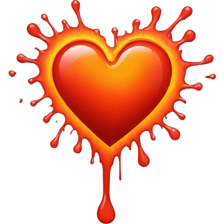 bleeding red heart glowing red-orange with splatter emoji