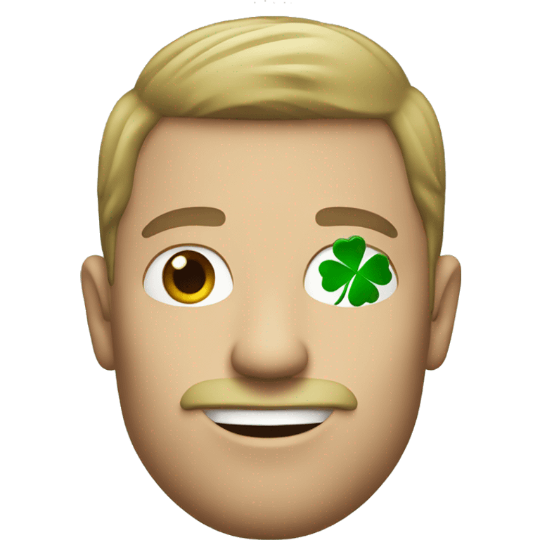 white man with four leaf clover emoji