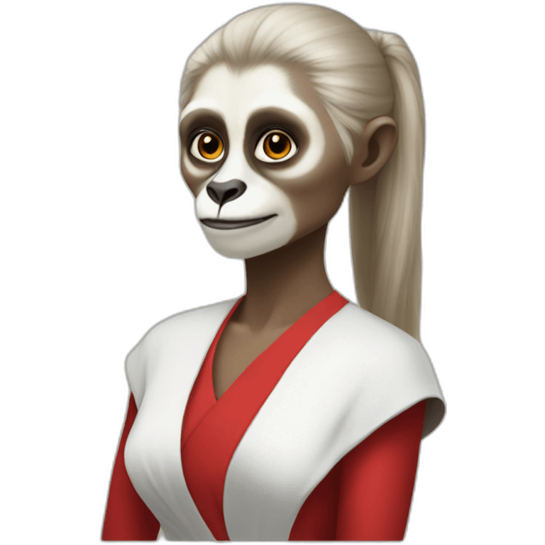 gibbon woman in red dress emoji