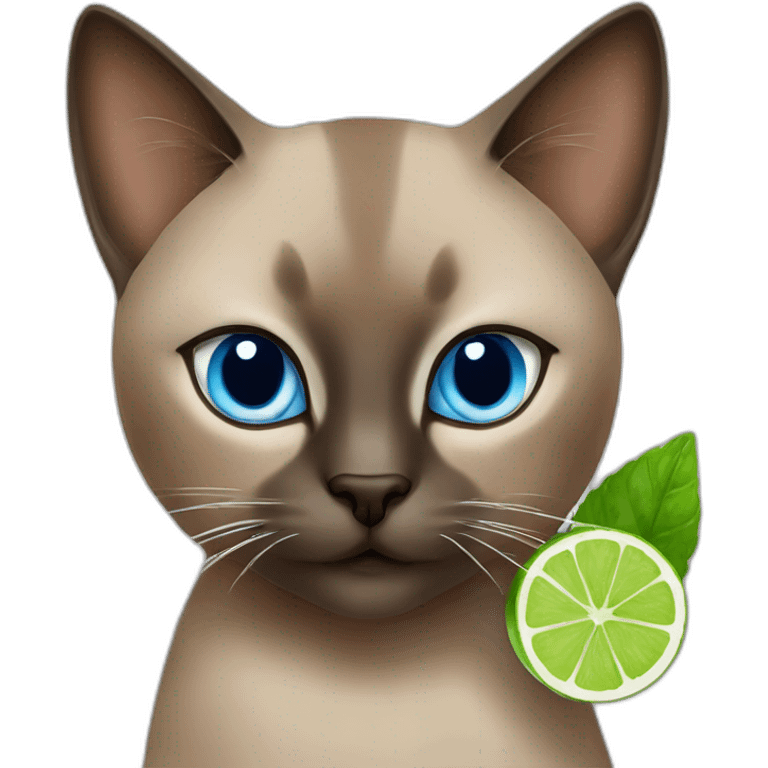 blue eyes brown siamois cat drinking mojito emoji