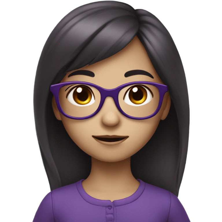 pale little girl in purple glasses and dark hair emoji